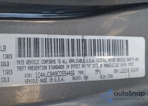 2012 Jeep Compass Sport z USA, uszkodzony, nr VIN 1C4NJCBA9CD554466